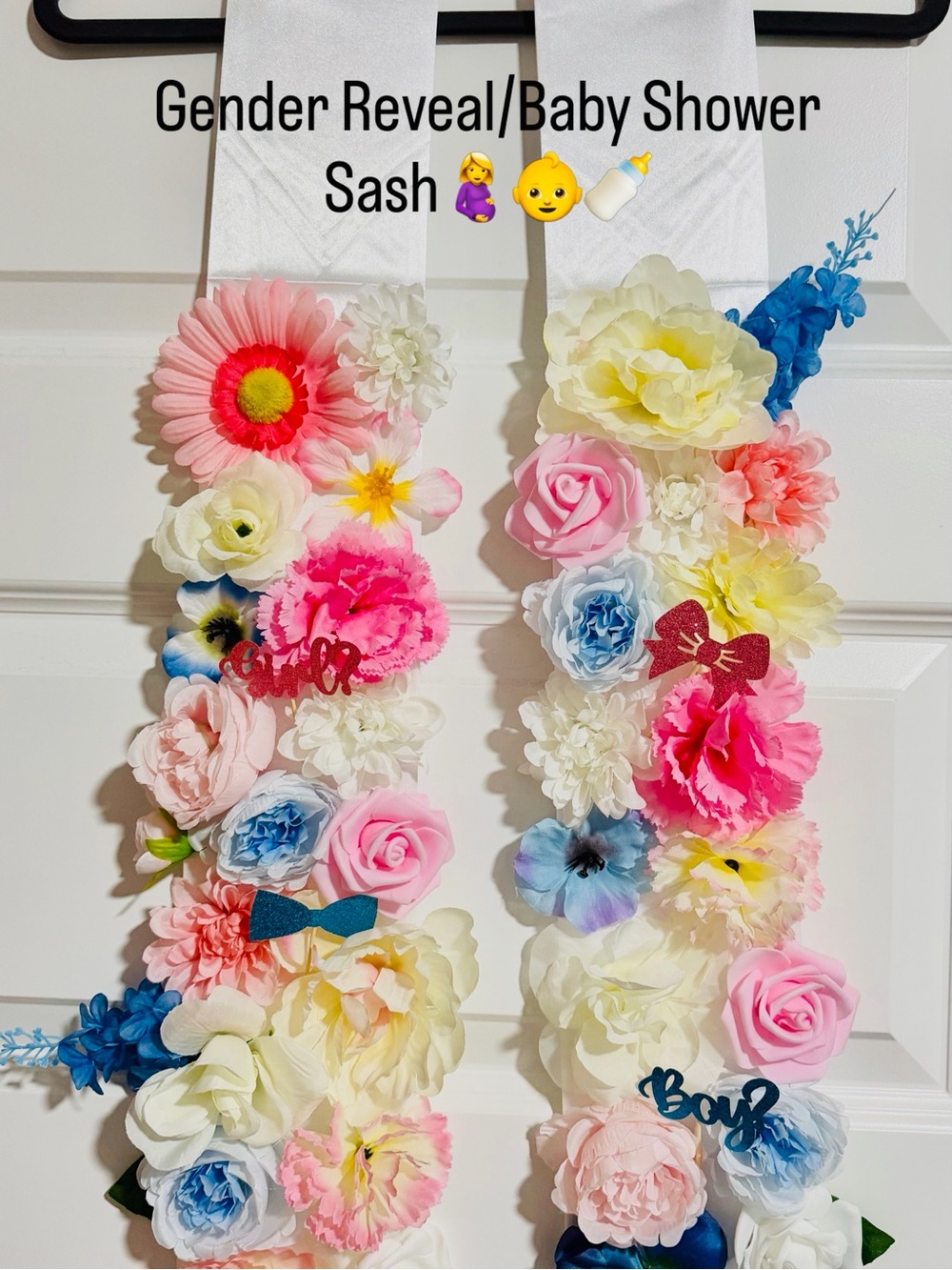 Gender Reveal/Baby Shower floral sash/floral lei